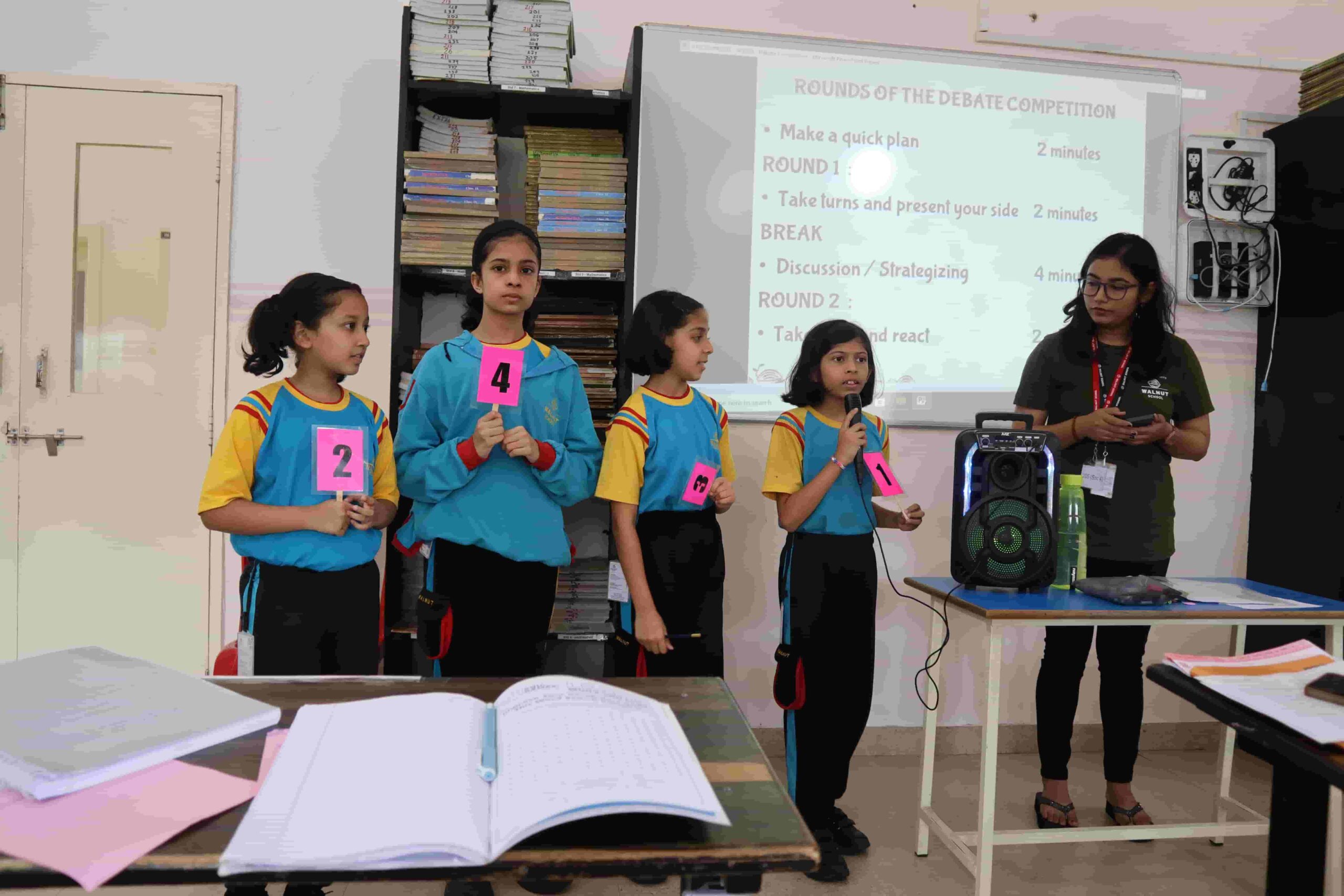 Students participating in Walnut School Debate Competition