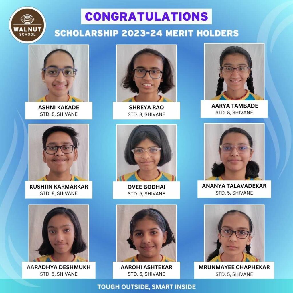 Walnut School Scholarship 2023–24 merit holders from Shivane campus