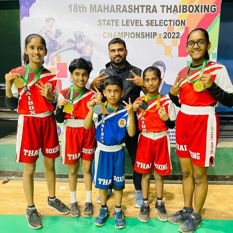Walnut School Fursungi students win 3 gold and 2 bronze medals in State Level ThaiBoxing Championship at Latur