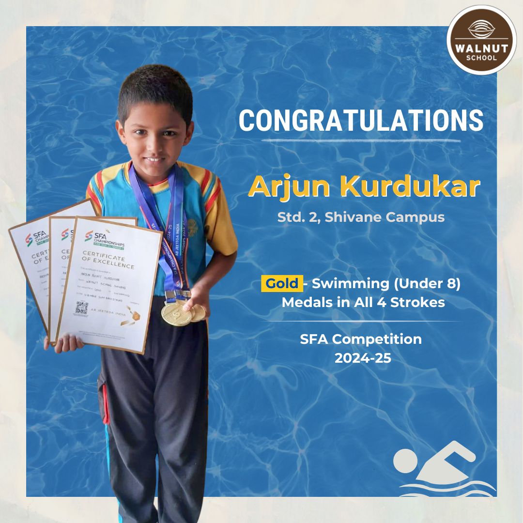 Arjun Kurdukar wins Gold in Swimming at SFA Competition