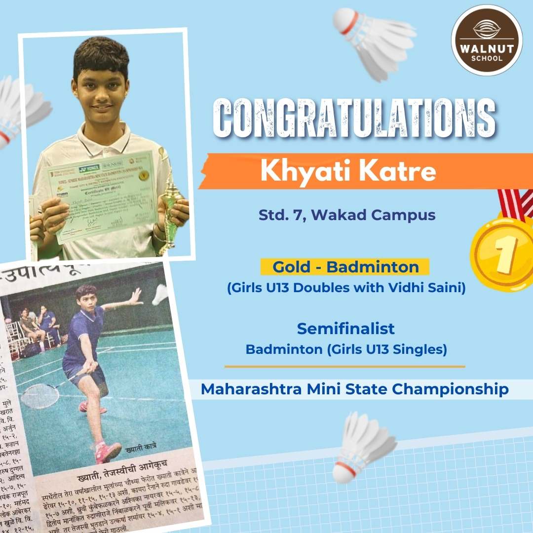 Khyati Katre wins Gold in Badminton and reaches Semifinals in Singles at Maharashtra Mini State Championship
