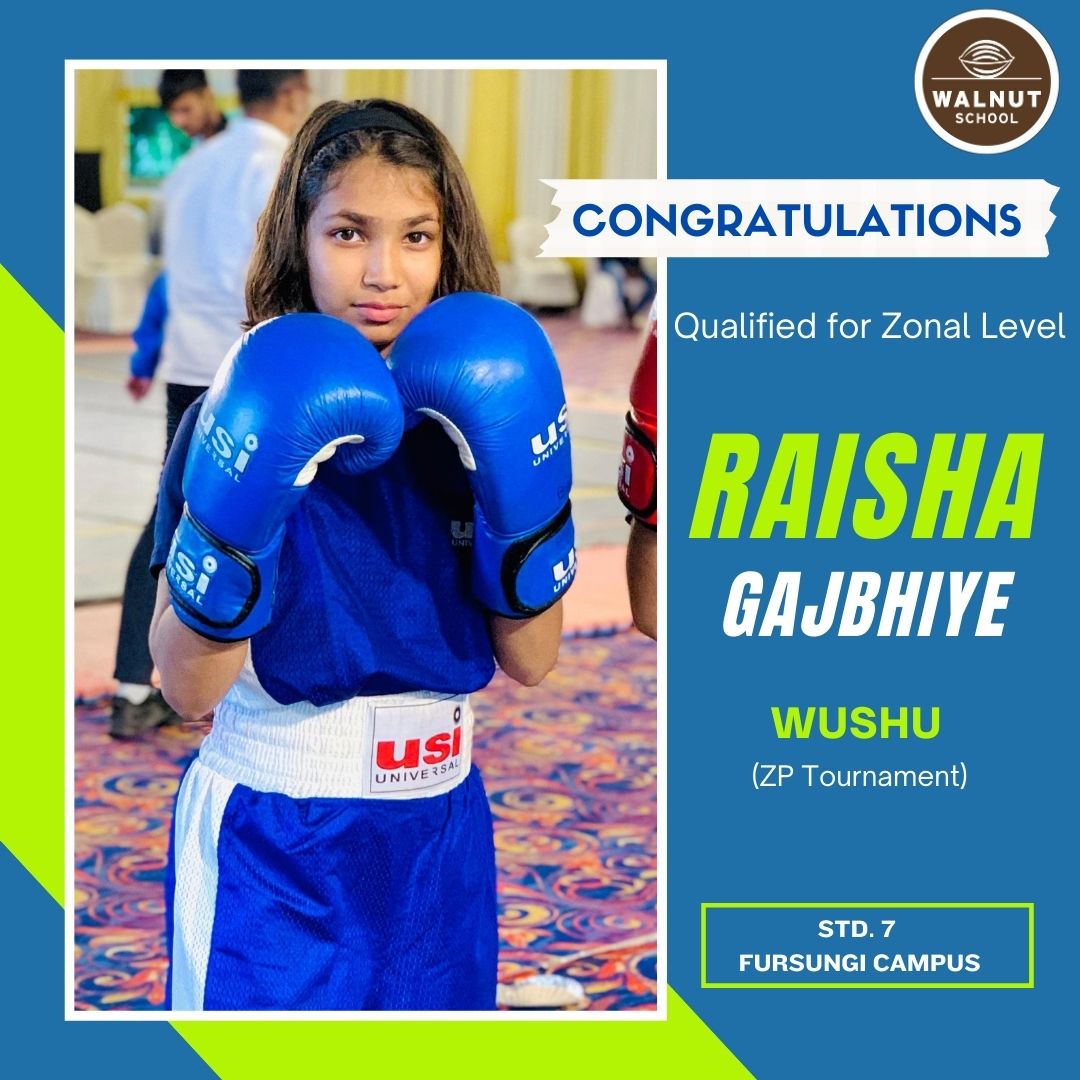 Raisha Gajbhiye qualifies for Zonal Level in Wushu at ZP Tournament
