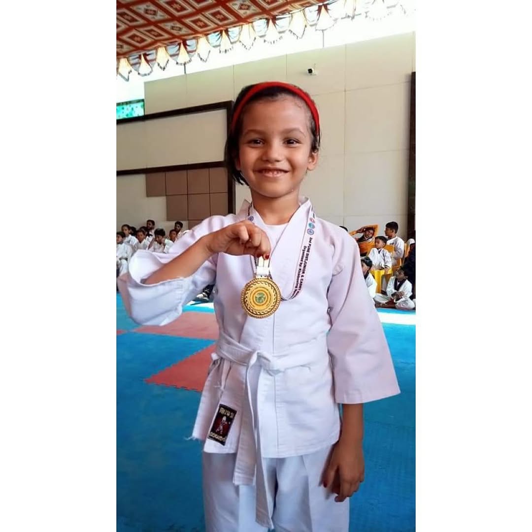 Mahi Jadhav from Walnut School Std. 2 wins Gold Medal in Kickboxing at District Level Championship 2024-25