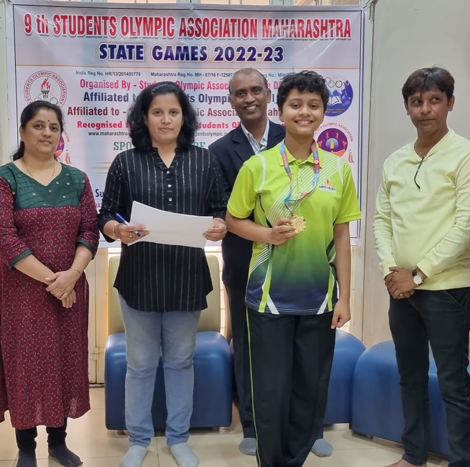 Rujuta Bapat wins first place in Yoga at the 9th Student Olympic Association of Maharashtra under-14 category