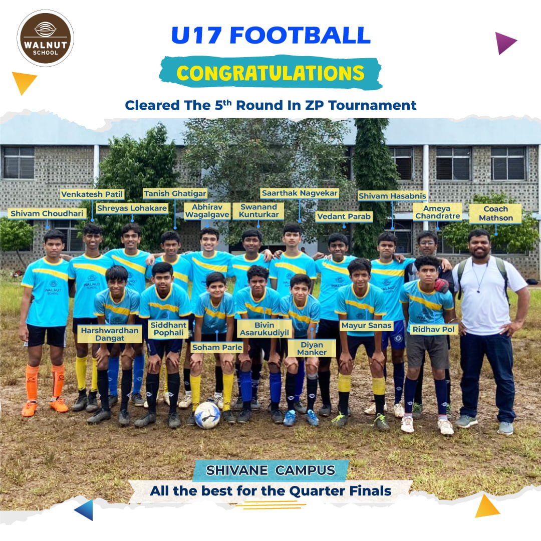Walnut School Shivane U17 football team advances to Quarter Finals in ZP Tournament