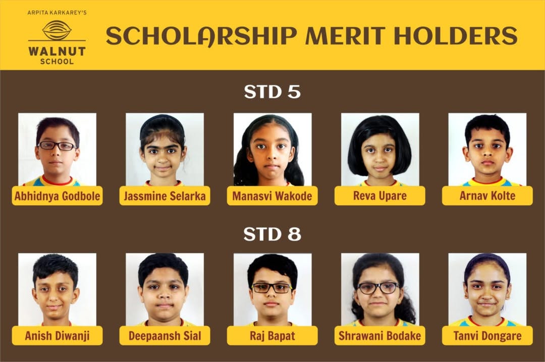 Walnut School Scholarship Merit Holders from Std. 5 and Std. 8