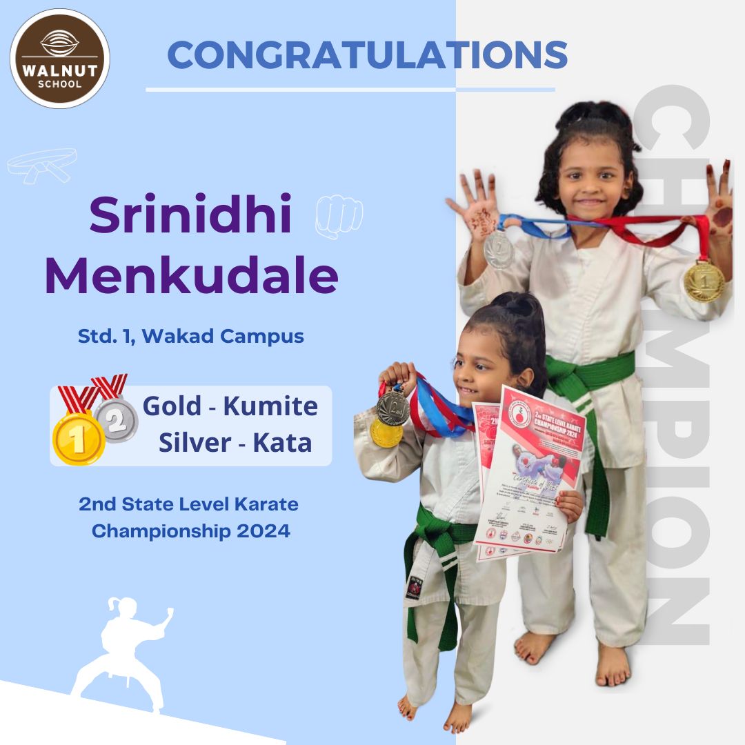 Srinidhi Menkudale Gold Kumite Silver Kata State Level Karate