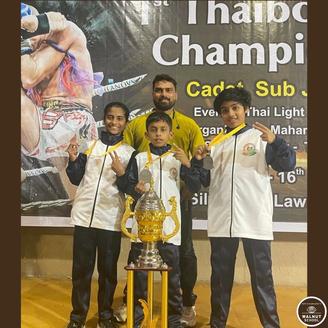 Walnut School Fursungi students win silver medals in National Thai Boxing at Shirdi