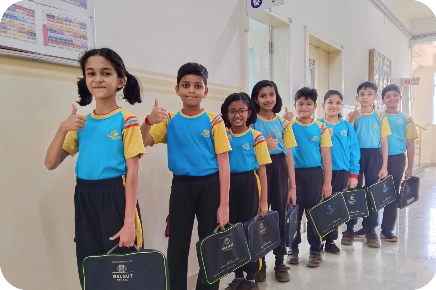 Walnut School students ready for the day with subject-wise classrooms and no school bags