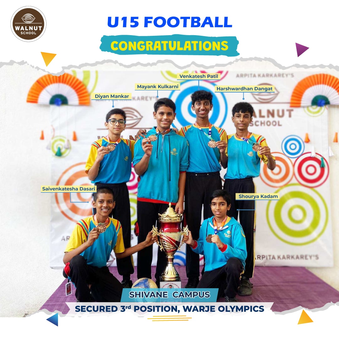 Walnut School Shivane U15 football team secures 3rd place at Warje Olympics 2025