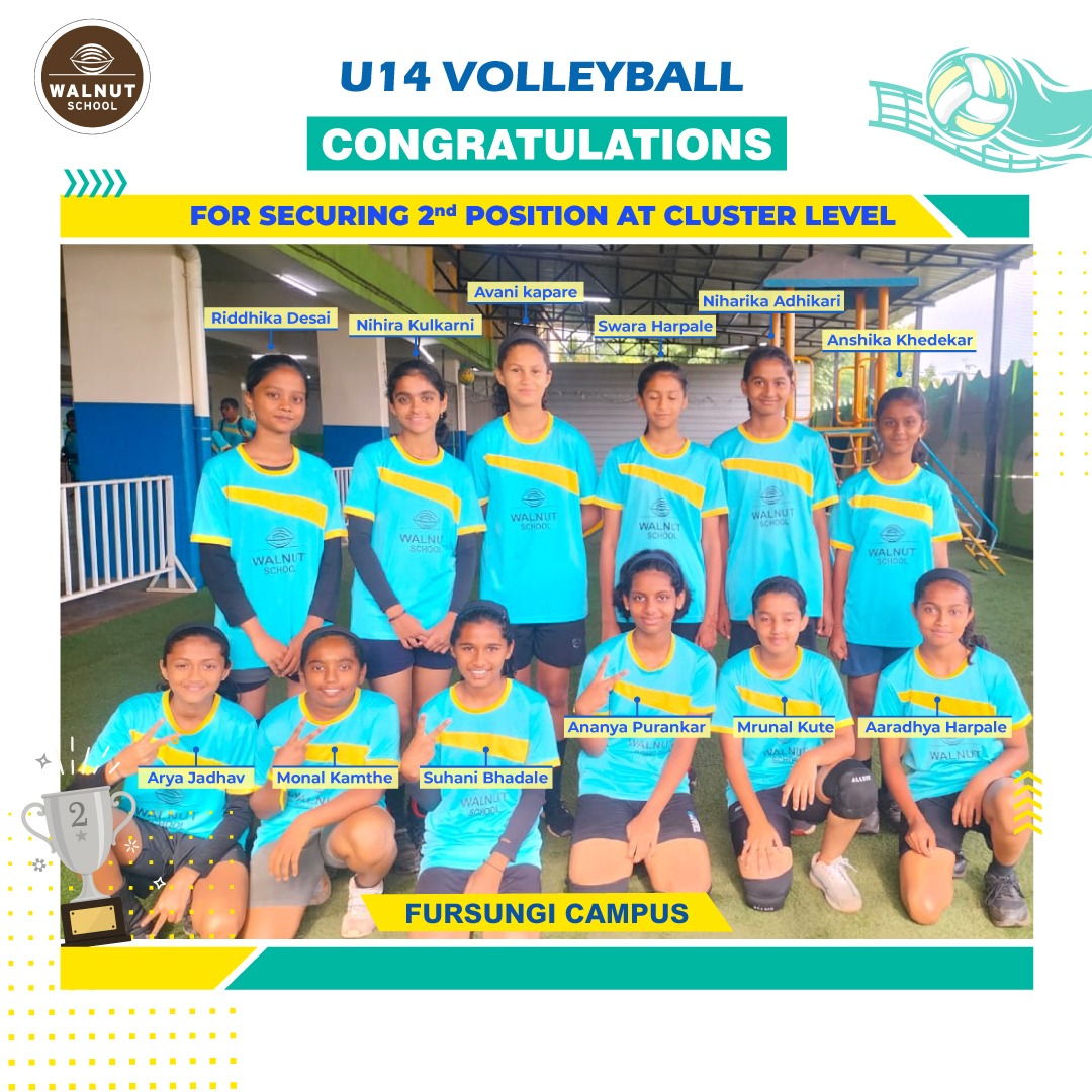 Walnut School Fursungi U14 Volleyball Girls secure 2nd place at Cluster Level Tournament