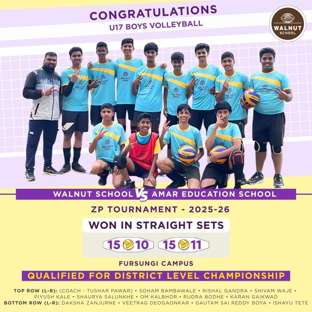 Walnut School Fursungi U17 boys volleyball team qualifies for District Level Championship after straight-sets win