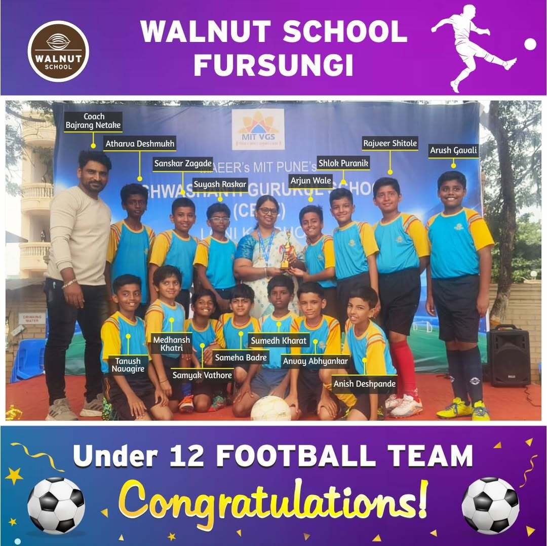 Walnut School U-12 boys football team – runners-up at MIT Gurukul Interschool Tournament