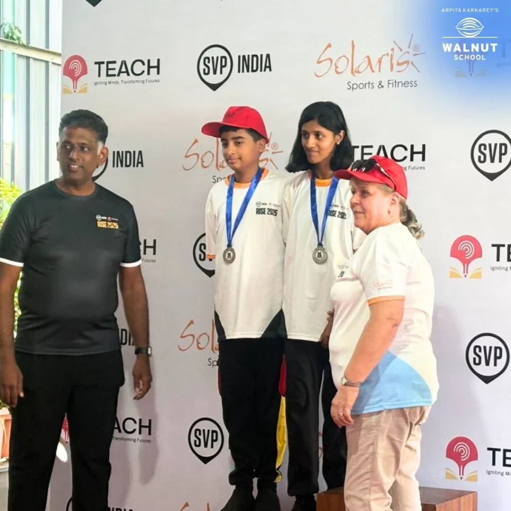 Walnut School students receiving medals at RISE inter-school sports event