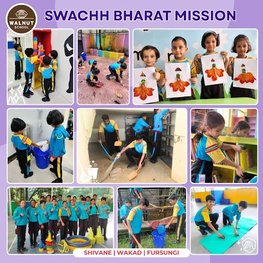 Students participating in Swachh Bharat Abhiyan at Walnut School