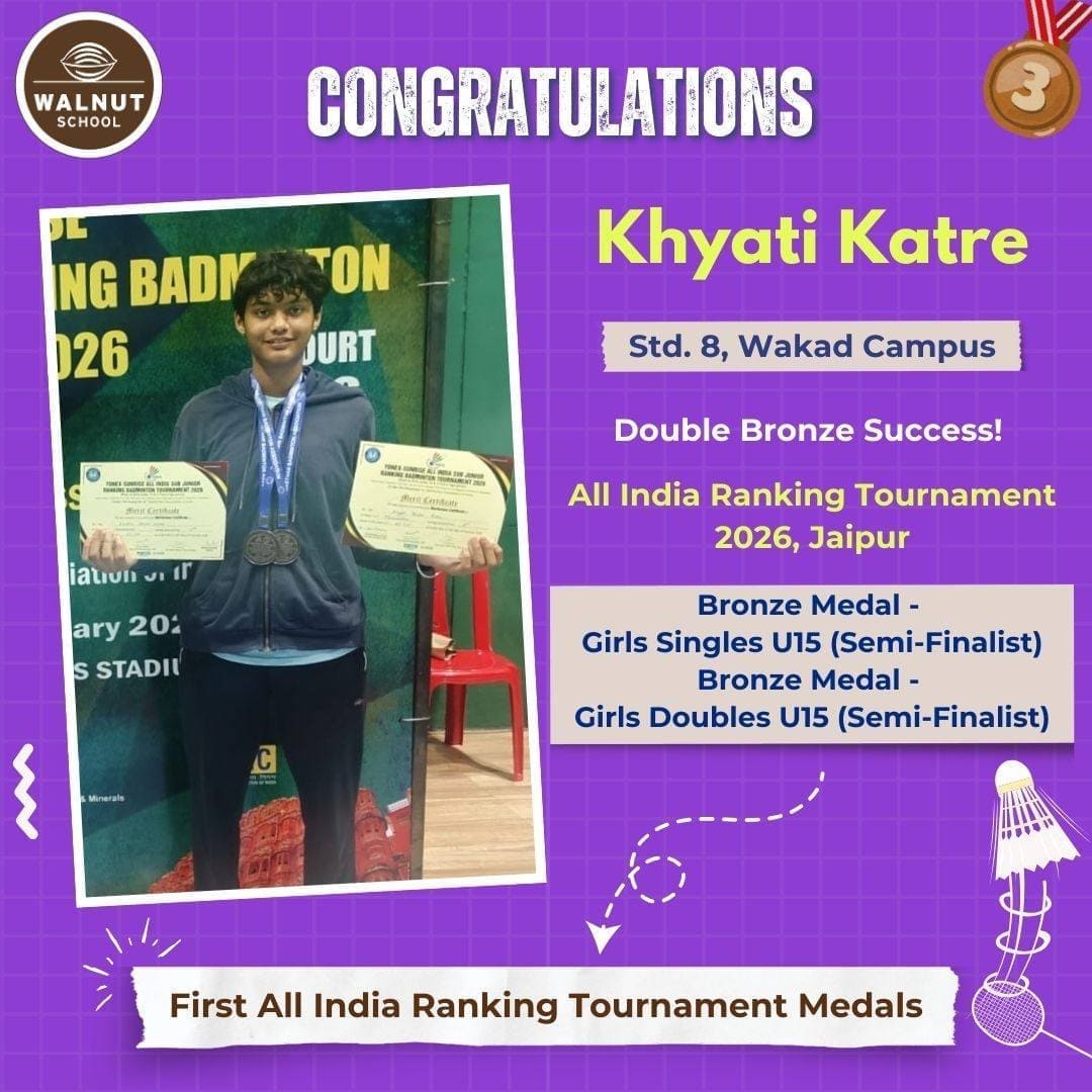 Khyati Katre – Bronze Medalist in Girls Singles U15 and Girls Doubles U15, All India Ranking Tournament 2026, Jaipur