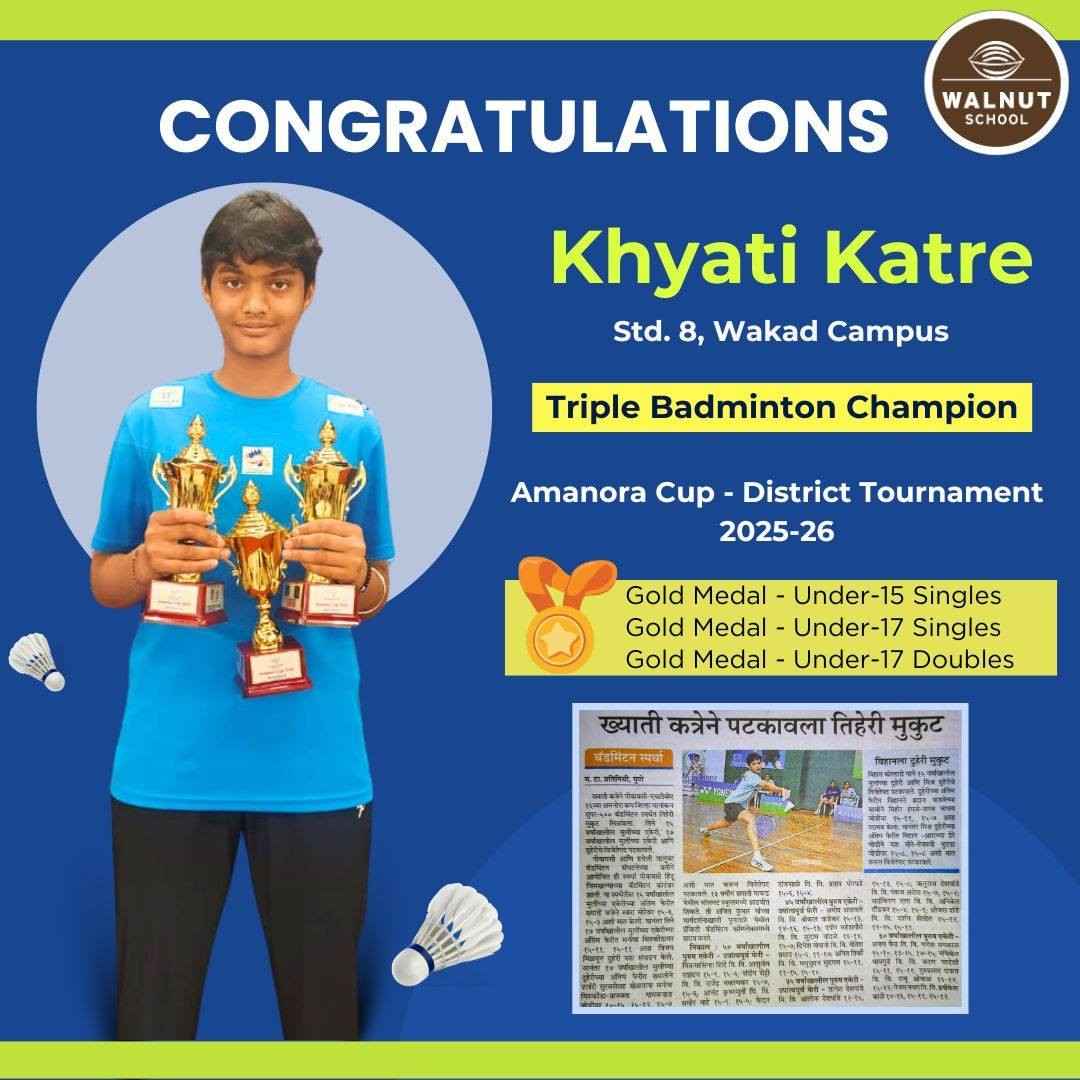 Khyati Katre – Triple Gold Medalist at Amanora Cup District Tournament 2026
