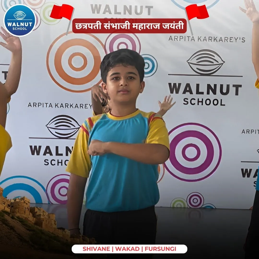 Students performing a dance tribute on Chhatrapati Sambhaji Maharaj Jayanti at Walnut School