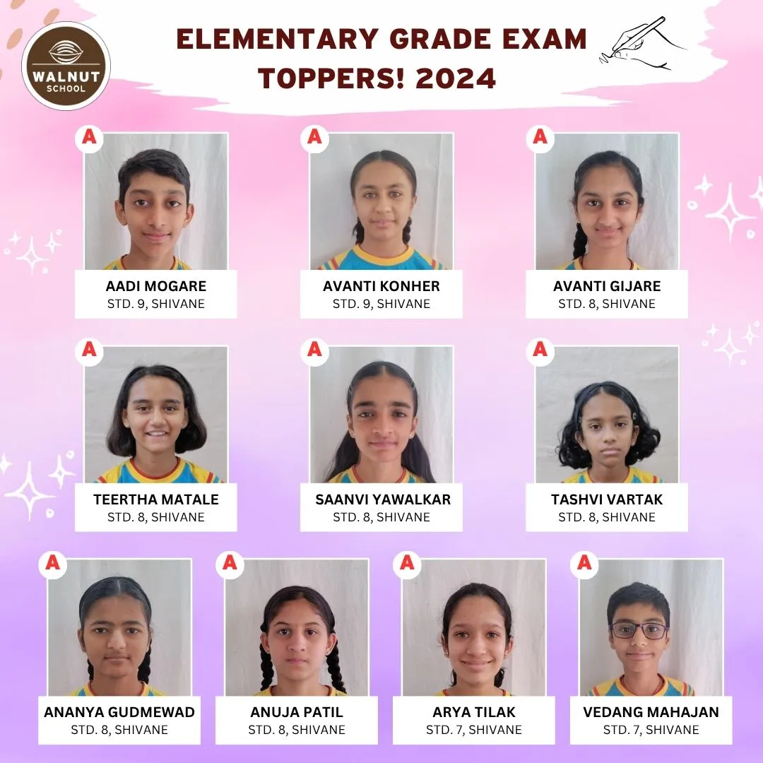 Walnut School Elementary Drawing Grade Exam toppers 2024