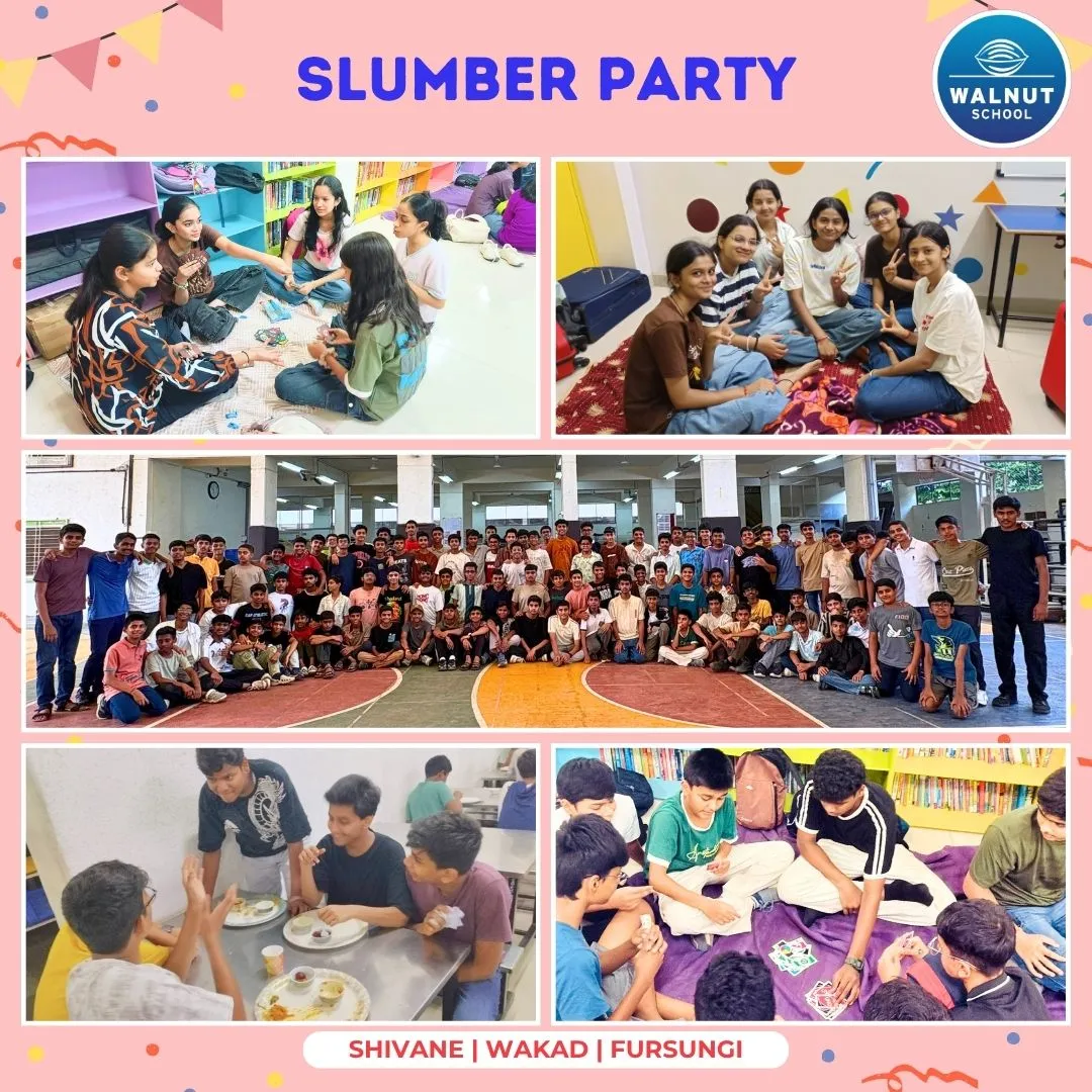 Std. 9 and 10 students at the slumber party across Walnut School campuses