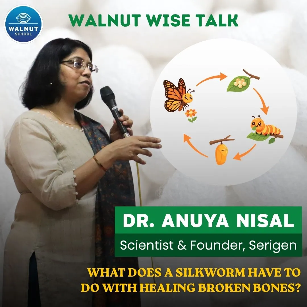 Dr. Anuya Nisal speaking at the first Walnut WISE Talk at Shivane campus