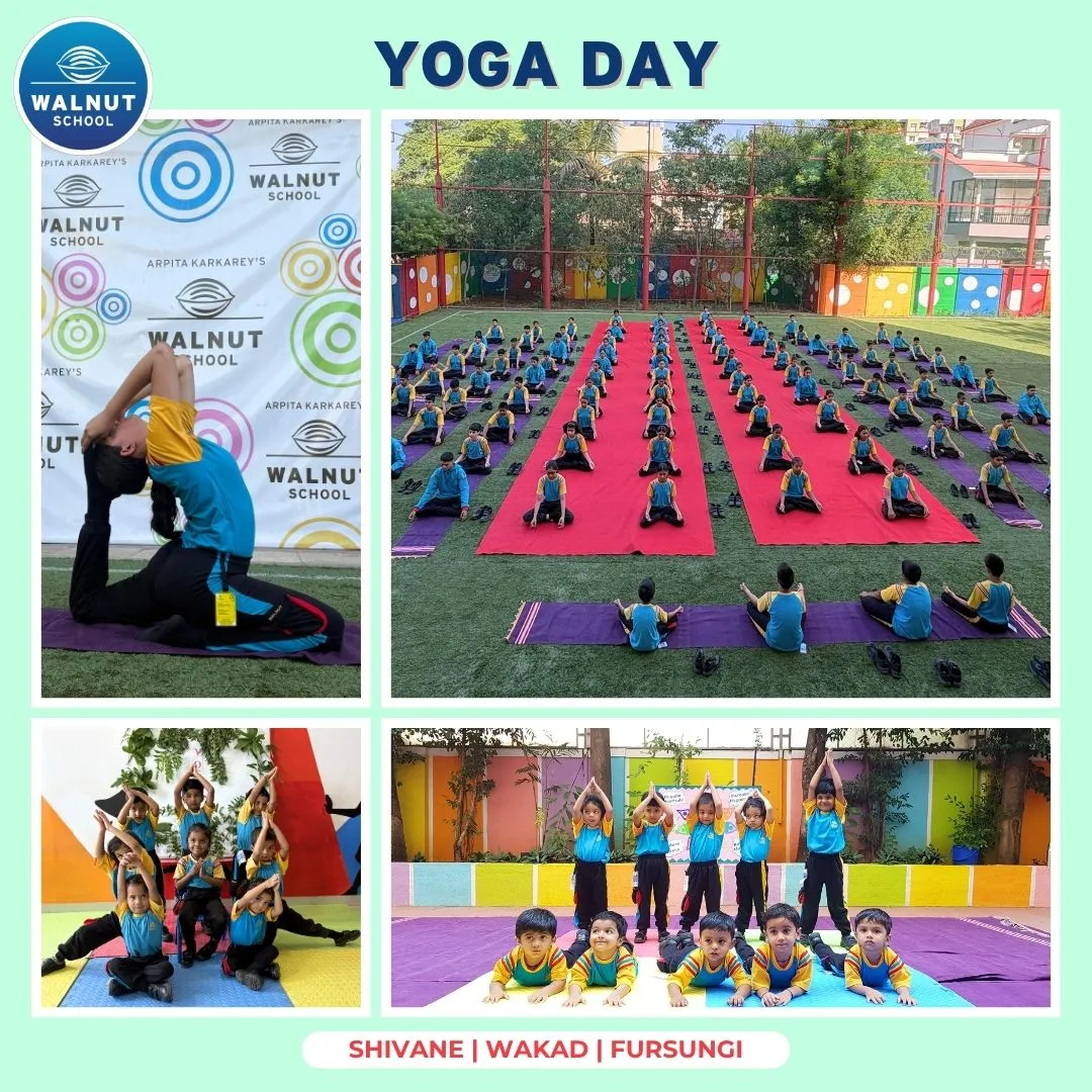 Students practising yoga on Yoga Day at Walnut School