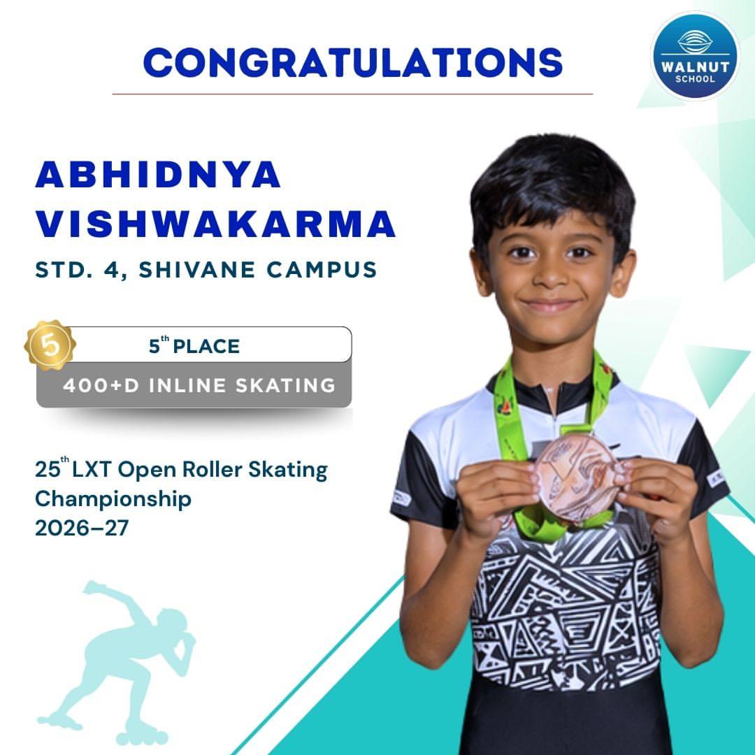Abhidnya Vishwakarma from Walnut School Shivane campus at the 25th LXT Open Roller Skating Championship