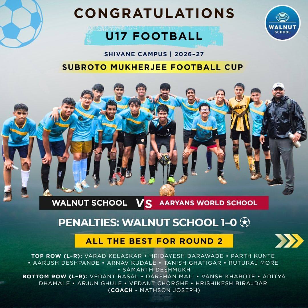 Walnut School Shivane campus U17 boys football team at the Subroto Mukherjee Cup