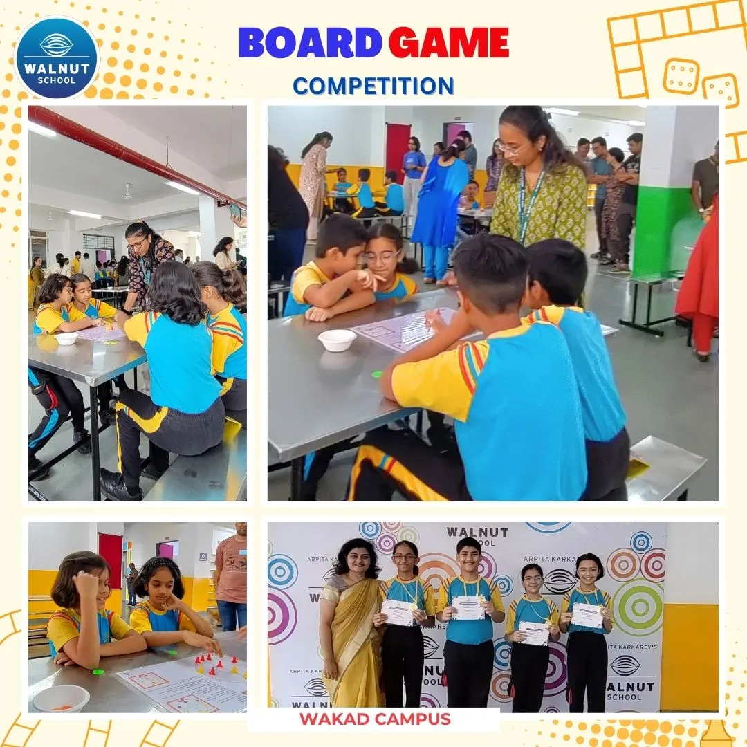 Students playing strategic board games at Walnut School