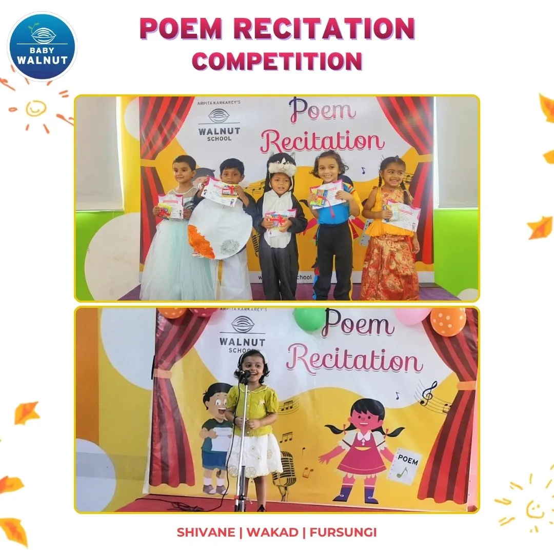 Junior KG students during poem recitation at Walnut School