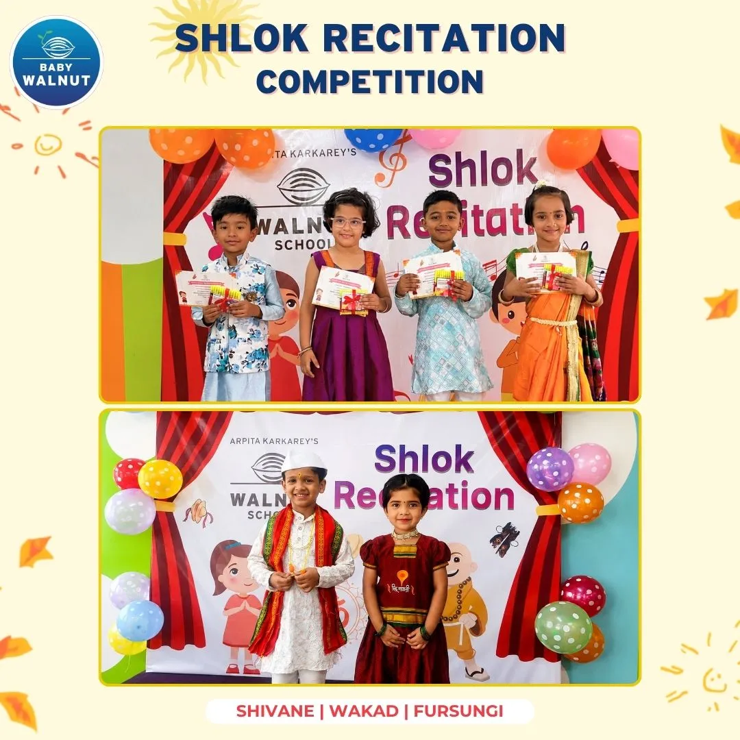 Senior KG students during shlok recitation at Walnut School
