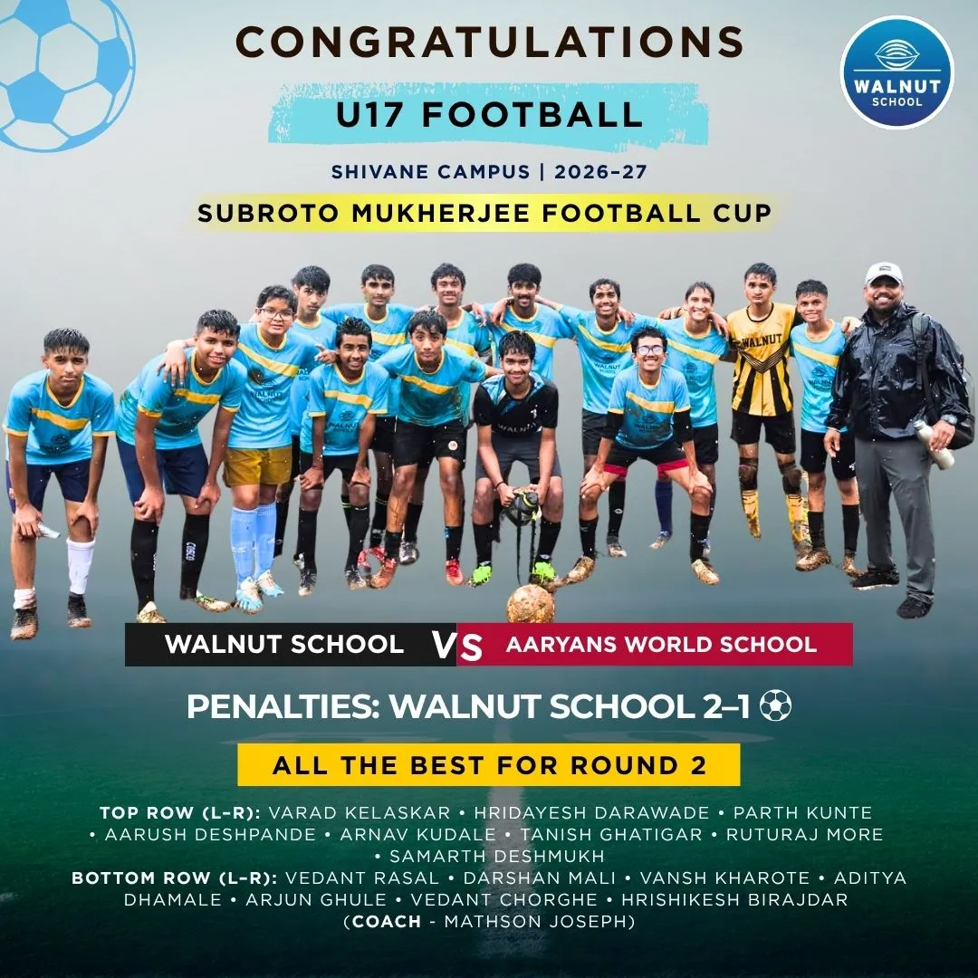 Walnut School Shivane campus U17 boys football team wins on penalties against Aaryans World School at Subroto Mukherjee Football Cup 2026-27