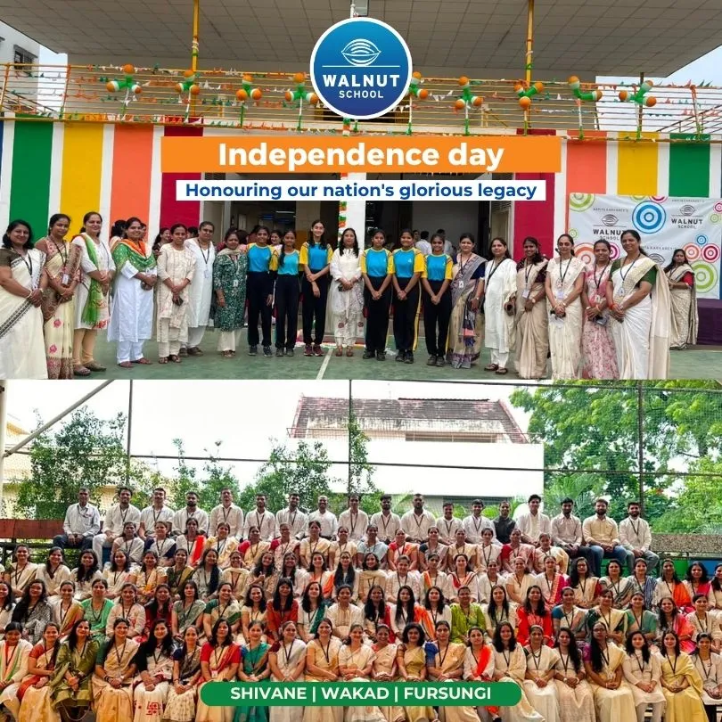 Students in formation during the Independence Day flag hoisting ceremony at Walnut School